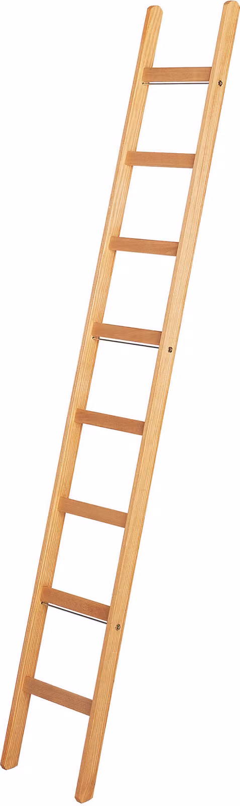 Scala a pioli in legno Iller per capicantiere con montanti quadrati e 16 pioli