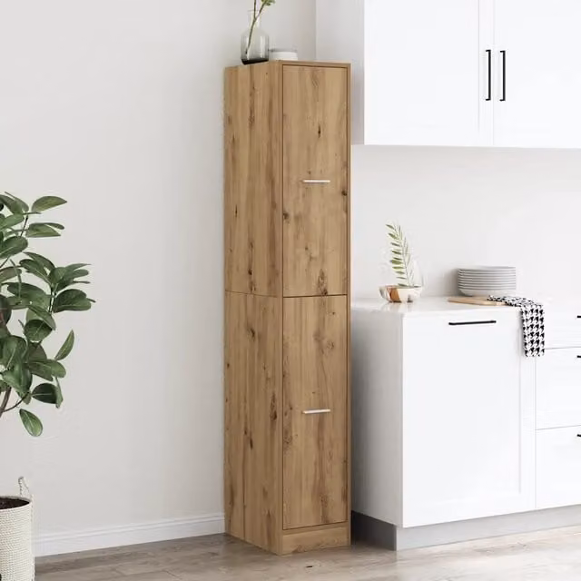 Armadietto da Farmacia vidaXL in Rovere Marrone con Ripiani e Cassetti, L/P/H: 30 x 41 x 174,5 cm