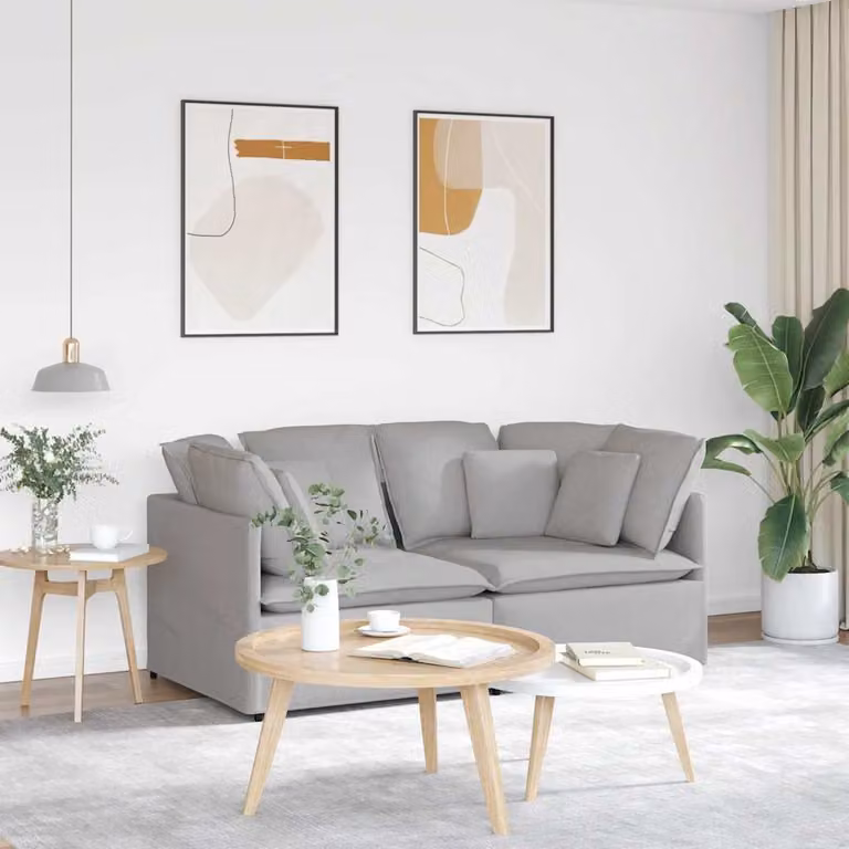 vidaXL Divano Modulare Moderno in Tessuto Grigio con Cuscini e Struttura in Metallo e Legno