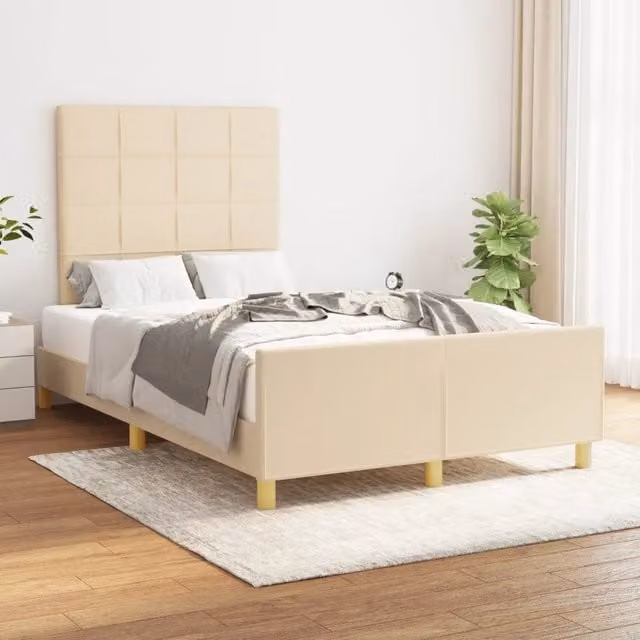 Giroletto vidaXL in legno di larice e tessuto beige senza materasso L/P/H: 200 x 120 x 126 cm