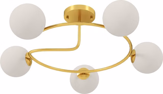 Lampadario moderno HOMCOM a 5 luci con portalampade G9, Oro e Bianco