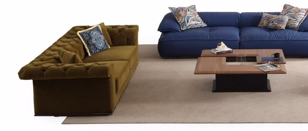 Modernes Wohnzimmer Set Designer Polostersofas Holz Couchtisch