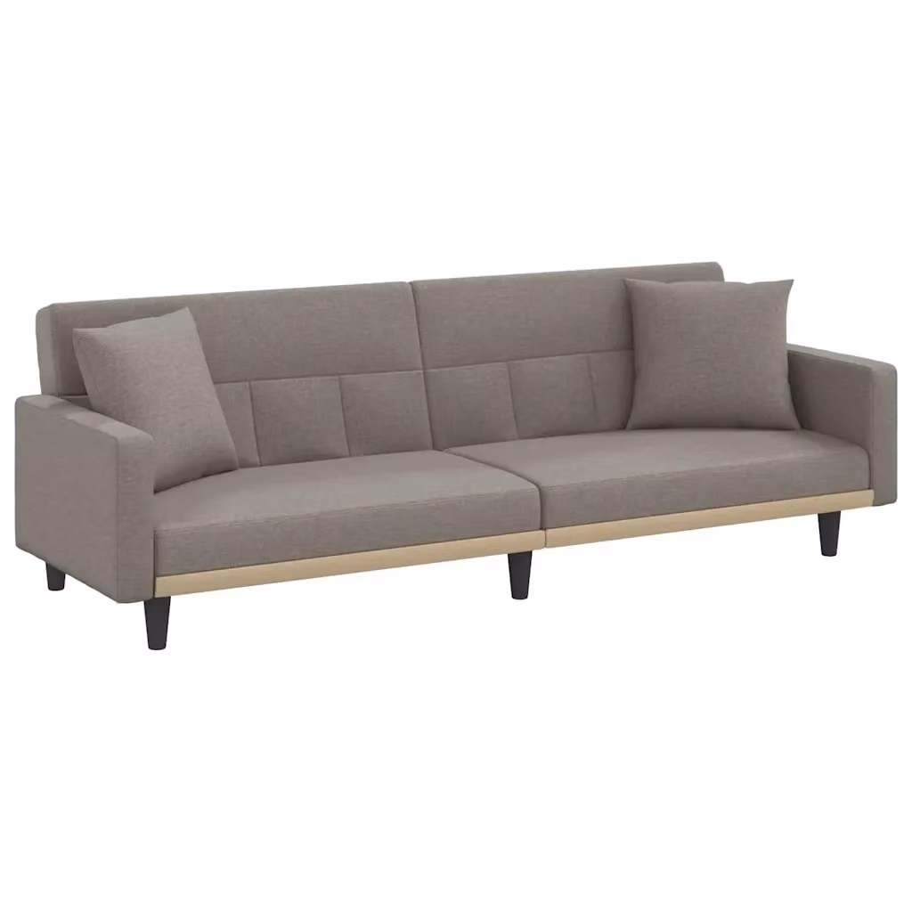 Divano Letto Moderno vidaXL in Tessuto con Cuscini, Colore Grigio/Beige, Funzione Letto e Poggiatesta Regolabile, Dimensioni Letto: 90 x 190 cm – 2
