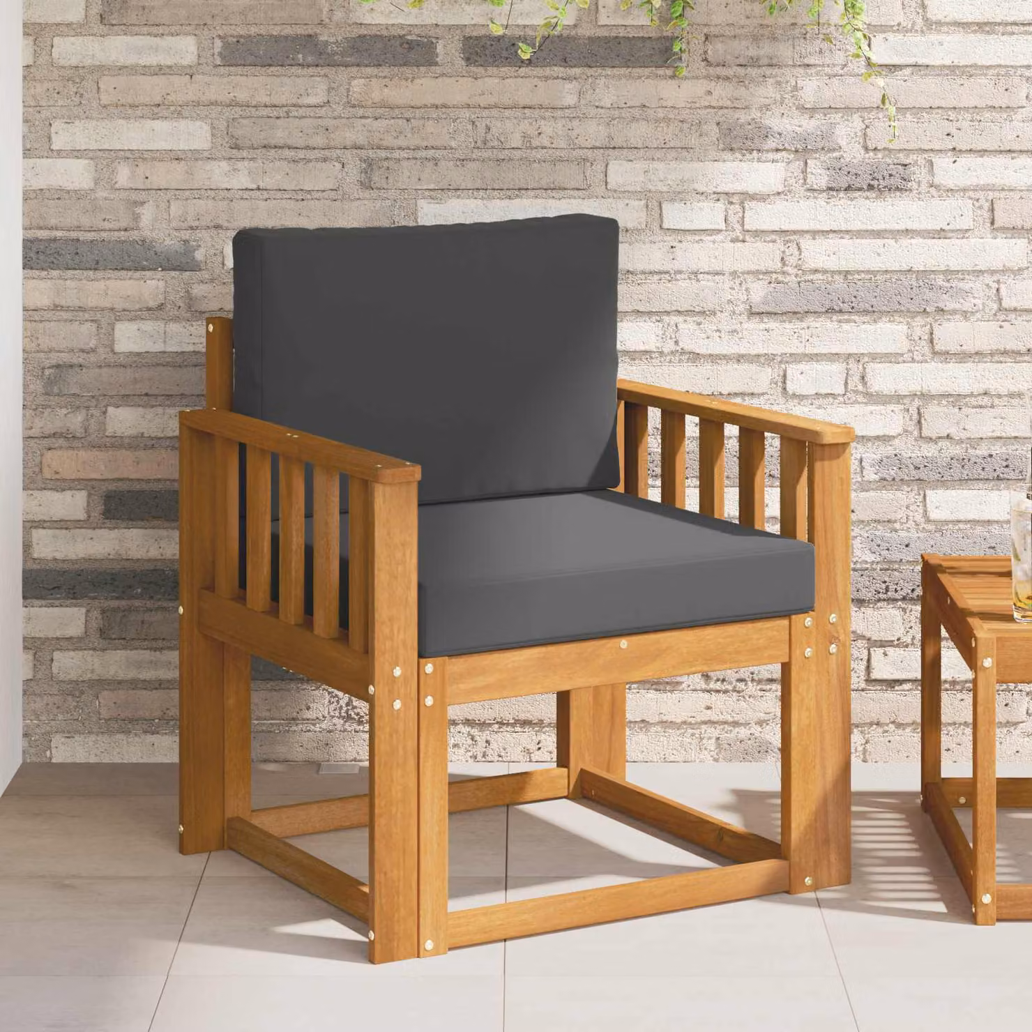 Divano da esterno moderno vidaXL in legno di acacia massello con cuscini inclusi, disponibile nei colori antracite, marrone e grigio