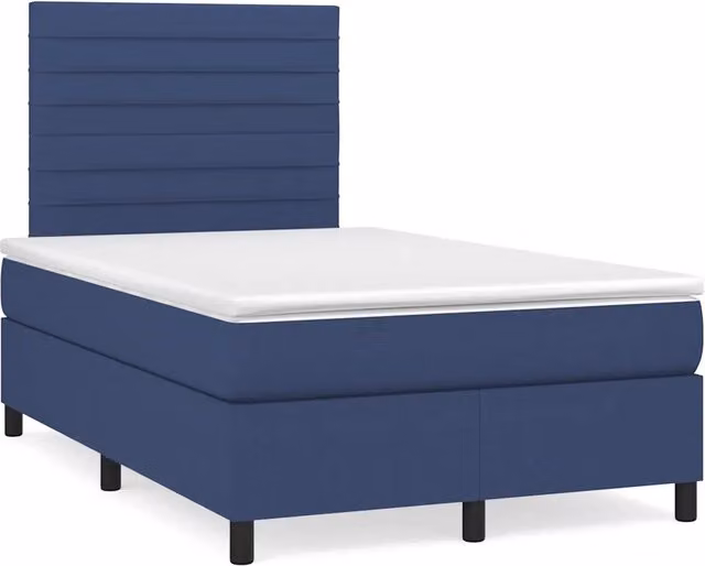 Letto Ibrido vidaXL con Materasso, Illuminazione LED Sotto il Letto e Porta USB, Tessuto Blu e Bianco, L/P/H: 120 x 200 x 123 cm