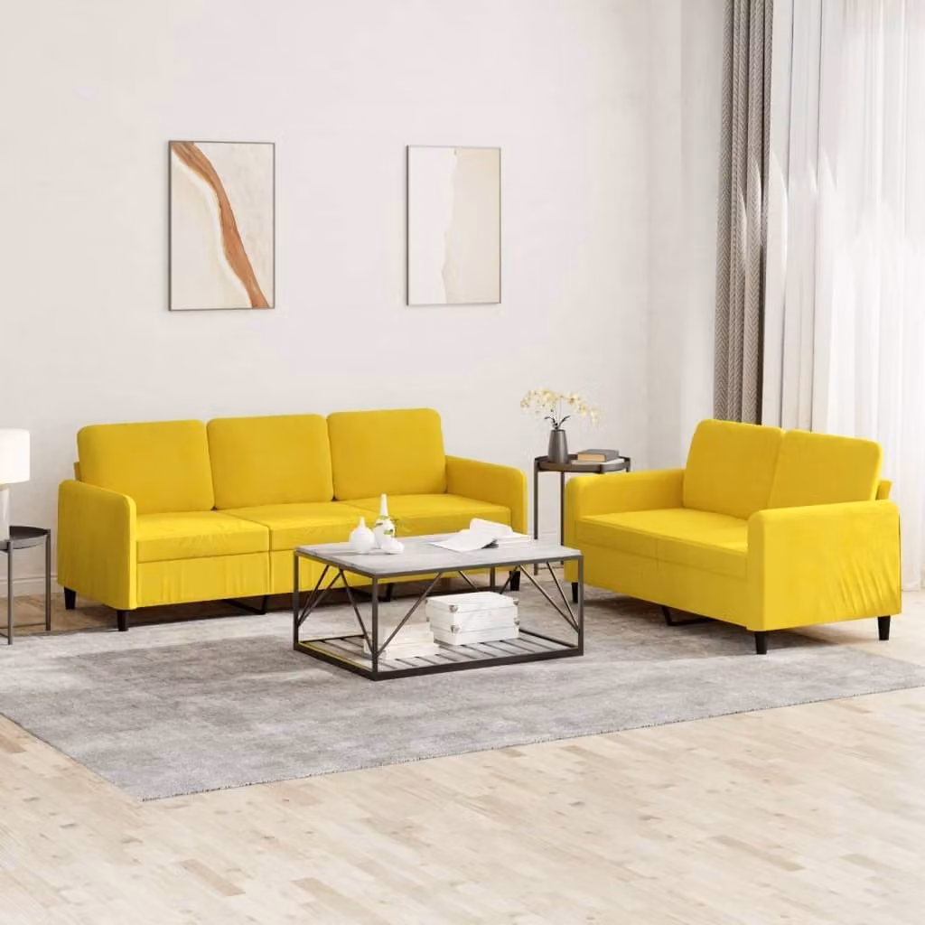 Maison Exclusive - Set divano a 2 posti in velluto giallo