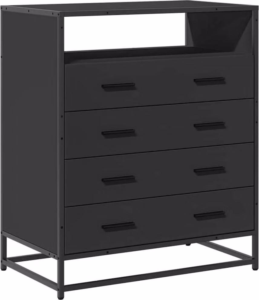 vidaXL Cassettiera nera 70x41x83,5 cm Materiale a base di legno