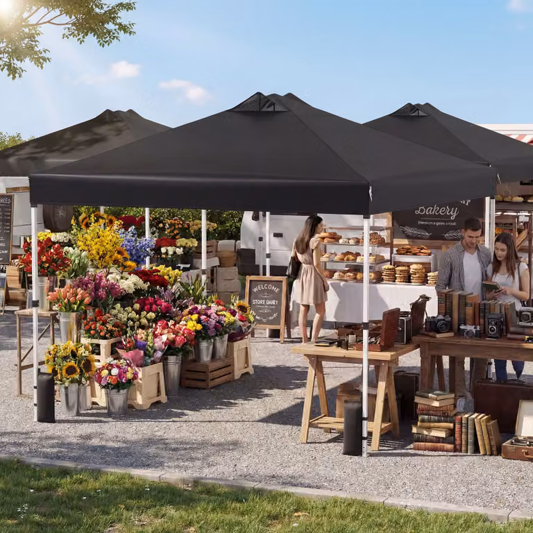 Gazebo Costway con installazione istantanea e tettuccio argento, tenda portatile per campeggio ed eventi, colore nero, 3x3 m