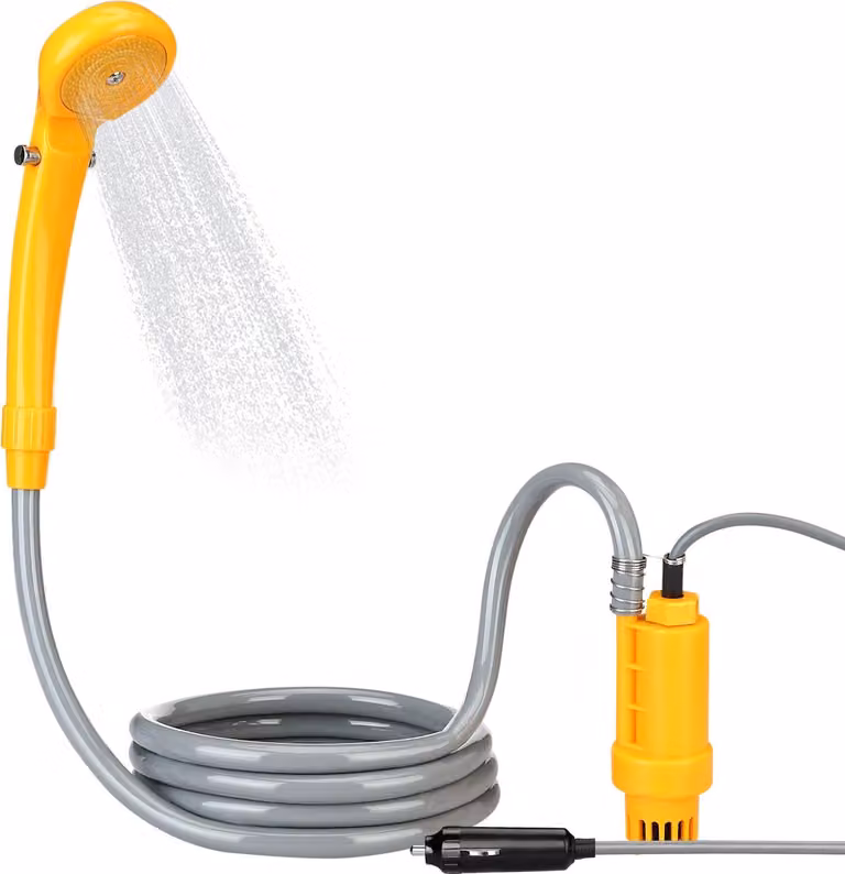 Doccia da campeggio portatile da 12 V, cavo da 5 m, pressione regolabile