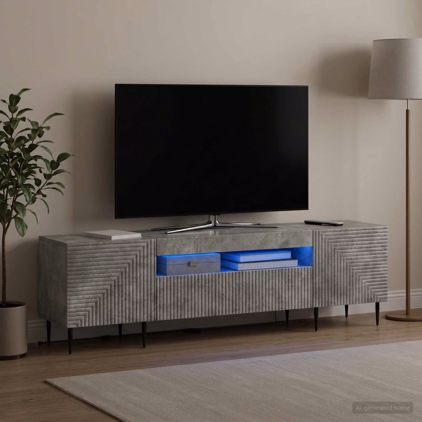 Mobile TV LED vidaXL HAARLEM Grigio con illuminazione integrata L 153 x P 35 x H 43 cm
