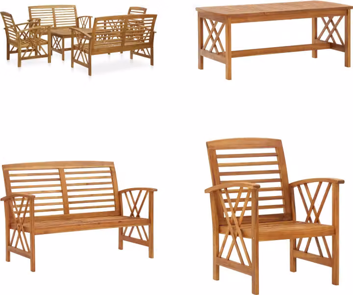 vidaXL set salotto da giardino 5 pezzi in legno massiccio di acacia - Set salotto da giardino - Set salotto da giardino - Mobili da giardino - Set di mobili da giardino