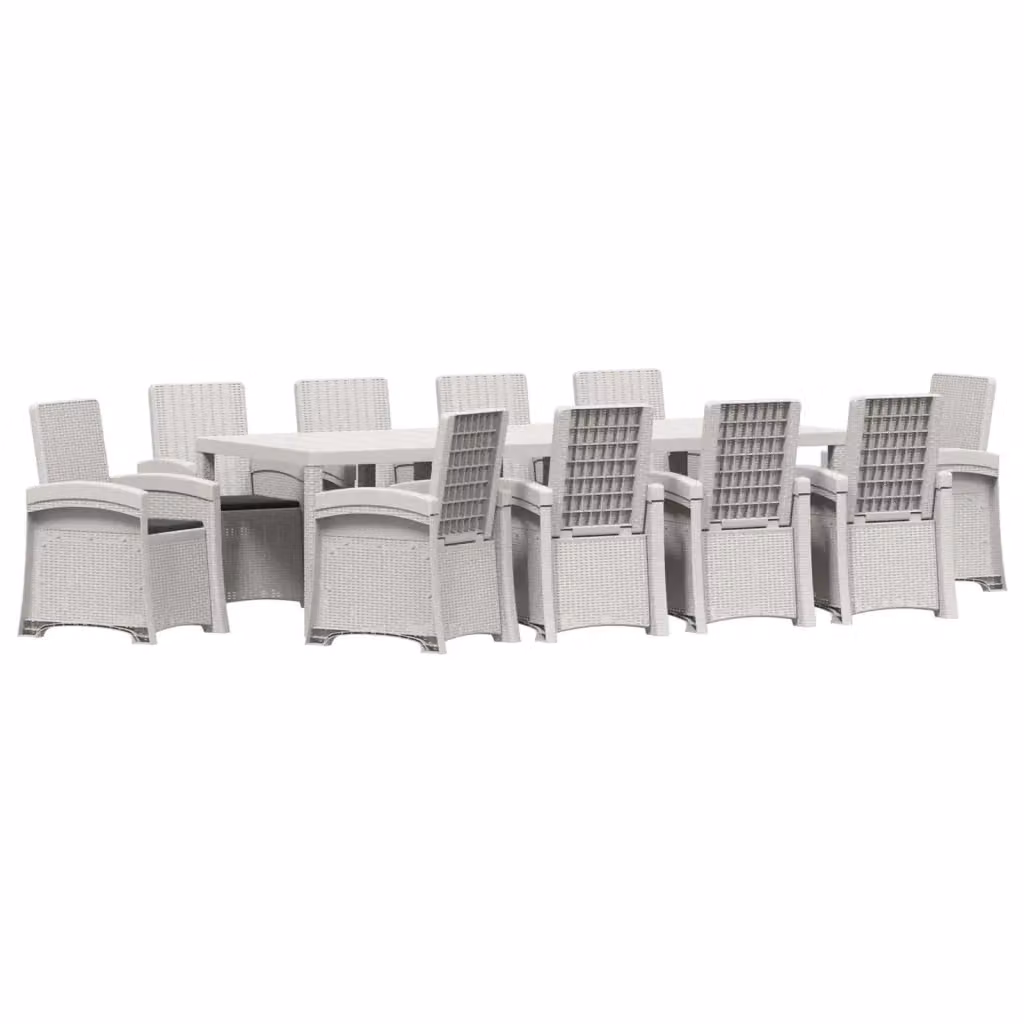 Set da pranzo da giardino moderno vidaXL in rattan sintetico, 11 pezzi, Bianco e Antracite – 2
