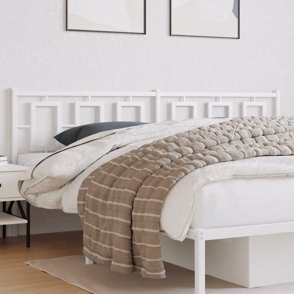 Testiera di ricambio vidaXL in metallo bianco laccato per camera da letto, L: 206 cm