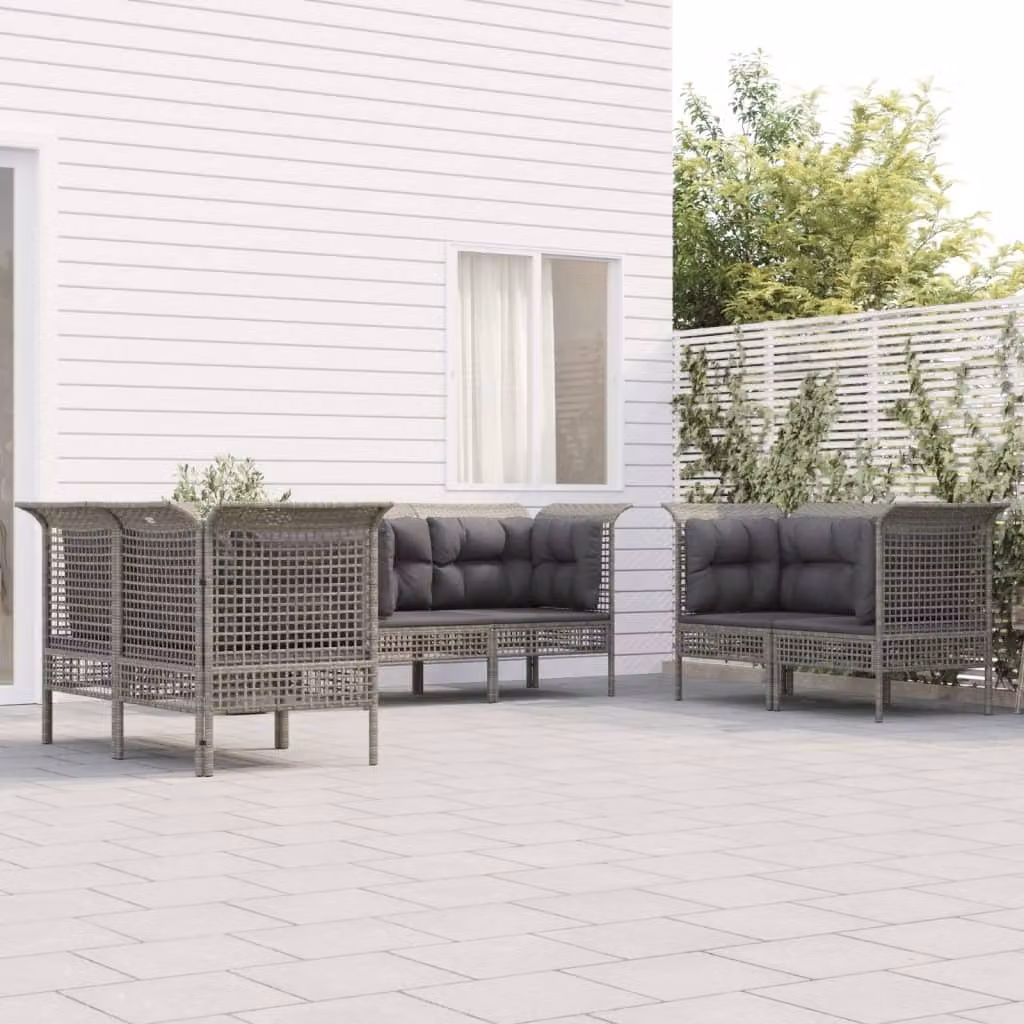 Maison Exclusive - Set Divani da Giardino 6 pz con Cuscini in Polyrattan Grigio