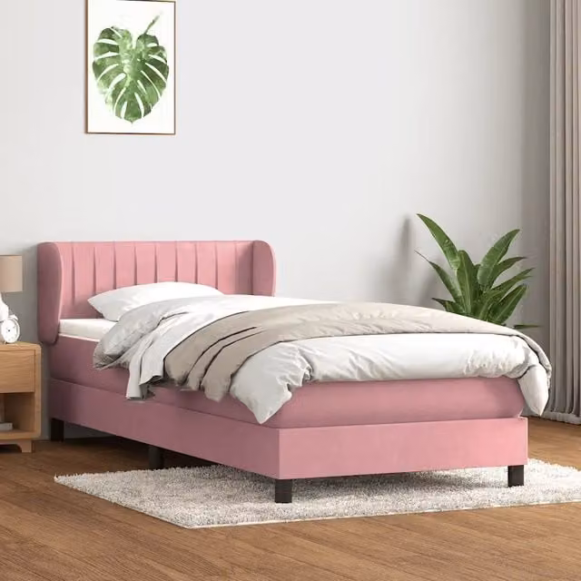 Giroletto con Materasso Ibrido vidaXL in Velluto Rosa e Bianco L: 80 cm, P: 223 cm – 1