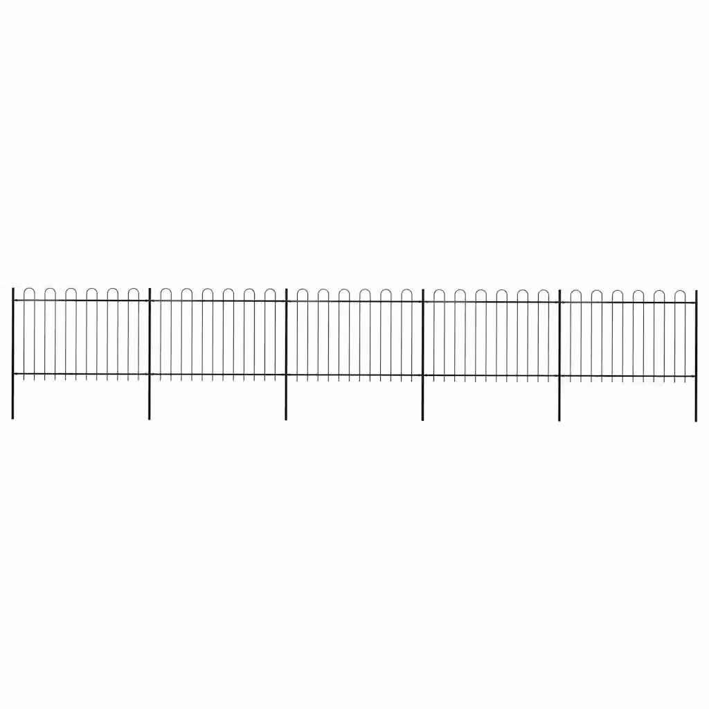 Recinzione da giardino vidaXL in acciaio con parte superiore ad anello, colore nero, L: 838 cm, H: 120 cm