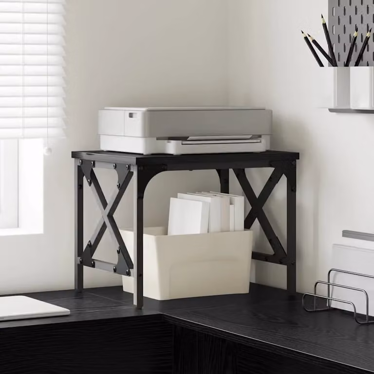 vidaXL Supporto per Stampante in Stile Industriale Nero, L 40 cm x P 30 cm x H 31 cm