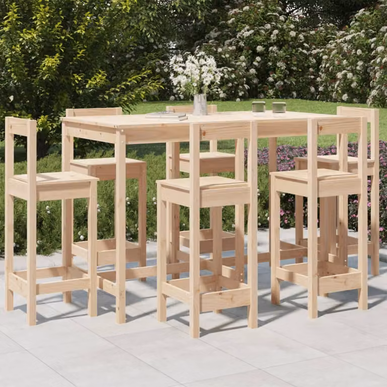 vidaXL Set Bar da Giardino 7 pz in Legno di Pino Marrone e Beige