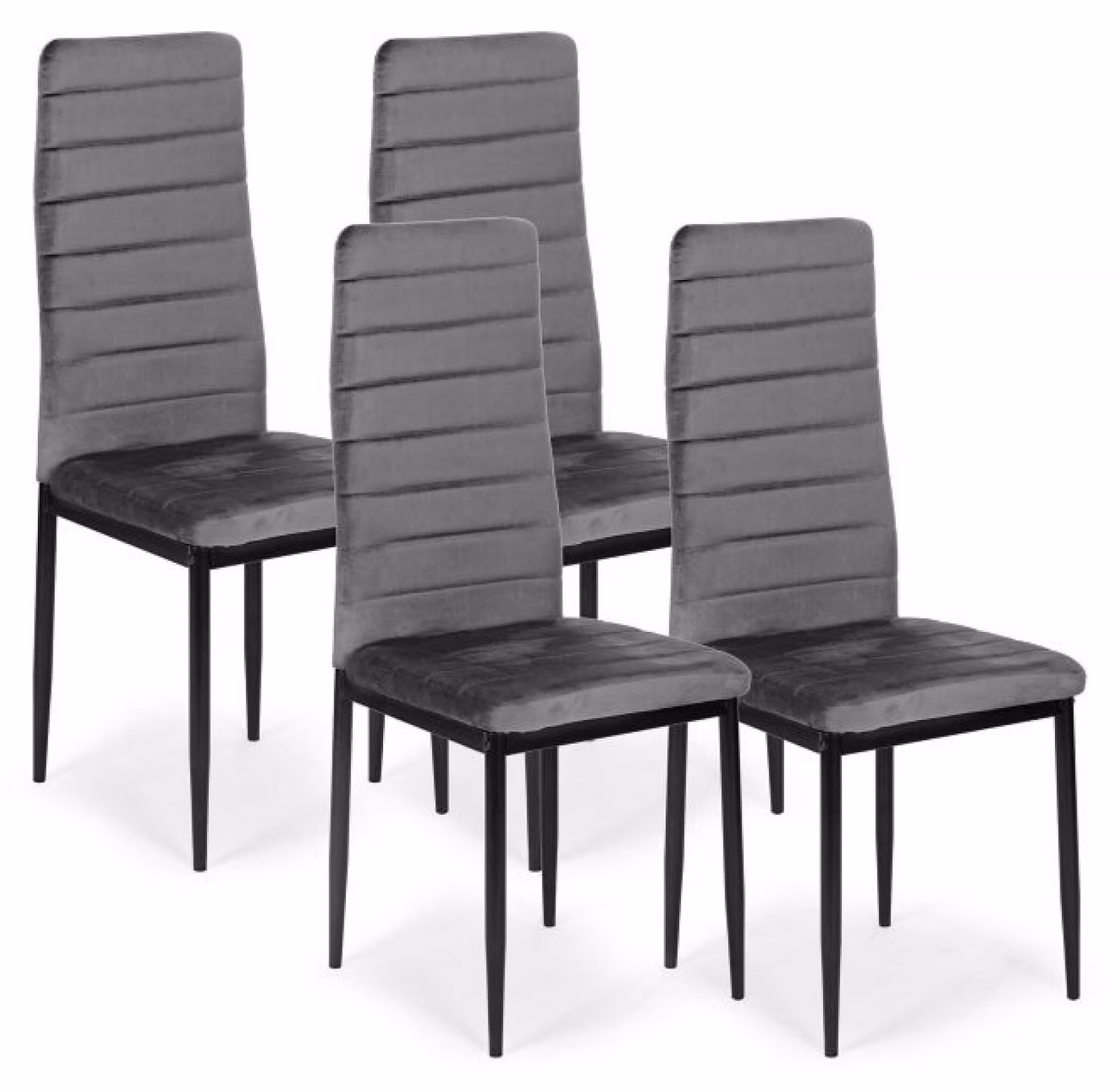 Sedie con schienale sagomato - VELVET GRIGIO - 4 pezzi