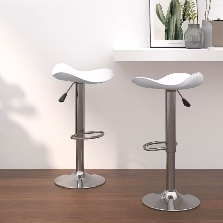 Set di 2 sgabelli da bar vidaXL bianchi in pelle sintetica e metallo con base girevole a 360 gradi