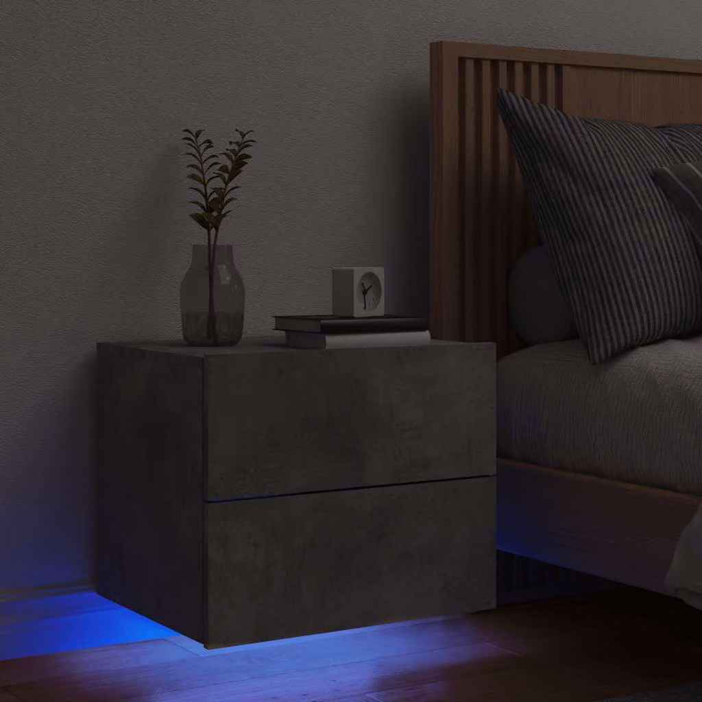 vidaXL Comodino da parete moderno con luci LED integrate in grigio opaco