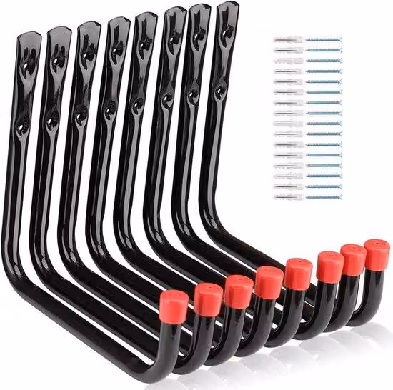 Supporto da parete a 8 fori per utensili, attrezzi da giardino e biciclette, 25 cm, per garage e giardino