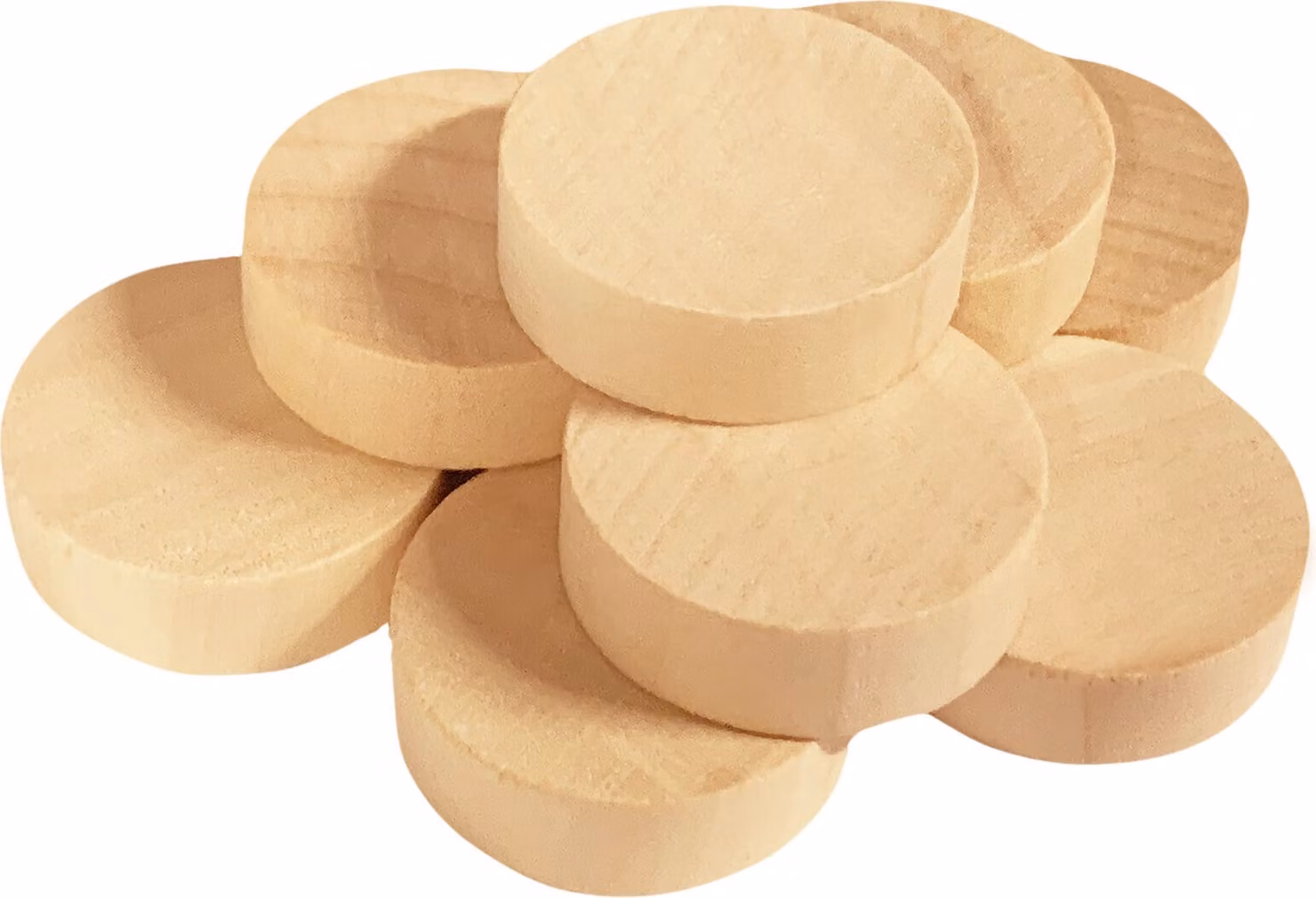 Set di 100 dischi di legno (diametro: 2,5 cm, spessore: 8 mm, schima)