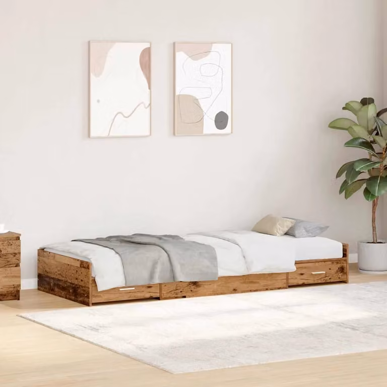 Struttura del letto con cassetto vidaXL in legno di pino color marrone, L 80 cm x P 200 cm