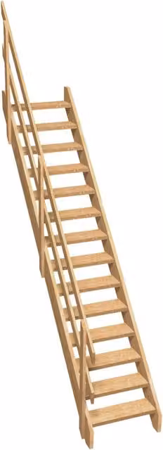 Scala dritta Kordo in legno con 2 binari colore marrone, H: 304,52 cm, L: 75 cm, P: 13 cm