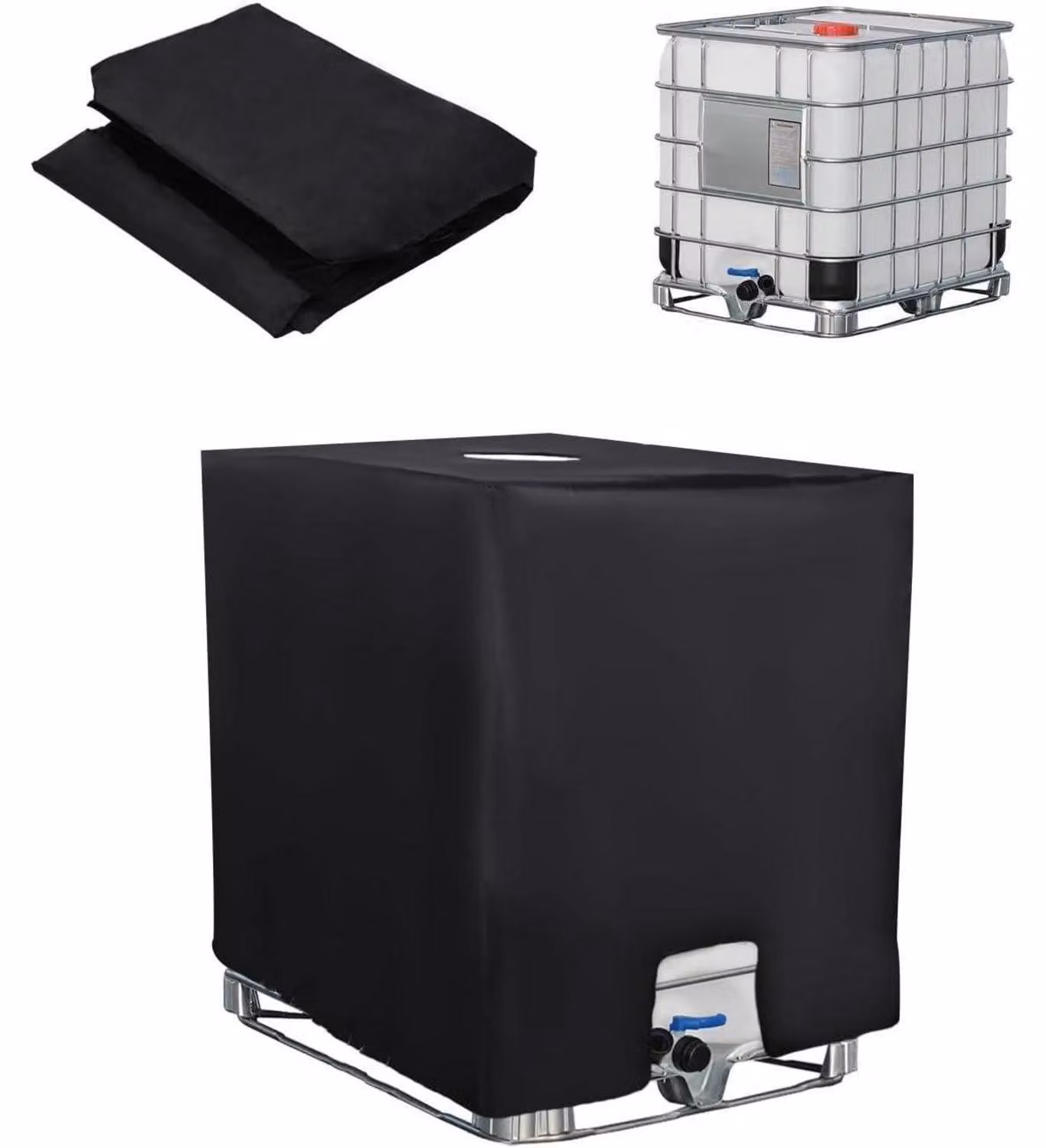 Copertura per serbatoio IBC da 1000 litri, colore nero, realizzata in tessuto Oxford 210D