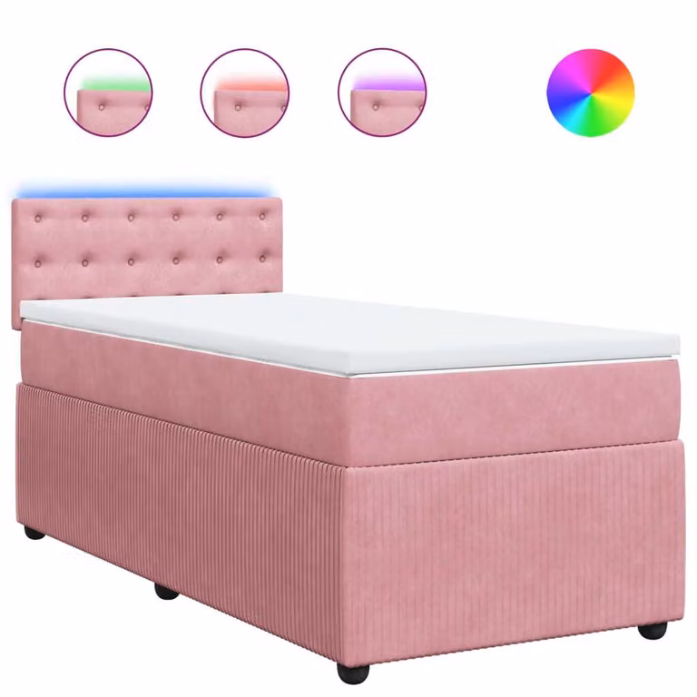 Giroletto a Molle con Materasso Rosa 90x190 cm in Velluto