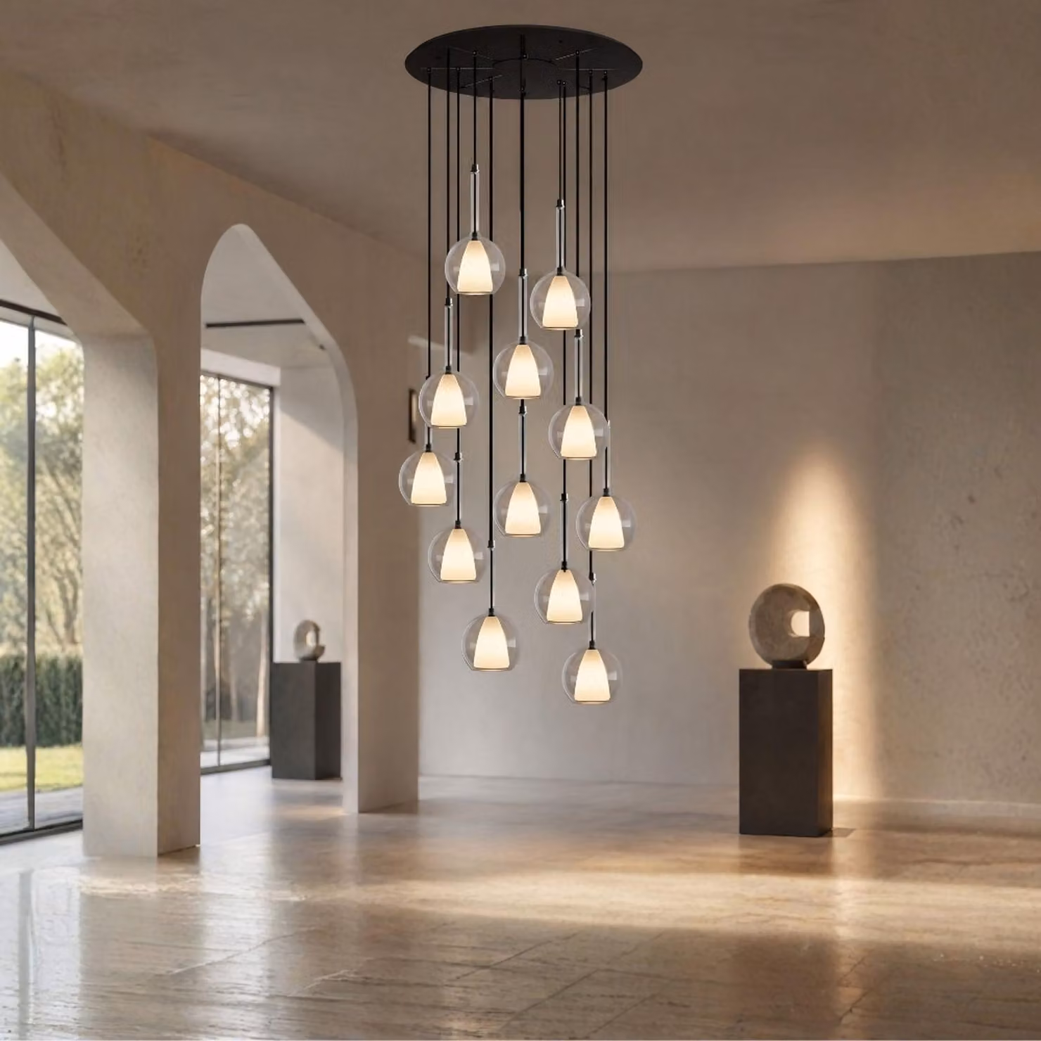 s.luce Belluna gallery light 12 luci Ø 80cm baldacchino Multicolore Ø 14cm 12 luci tonde