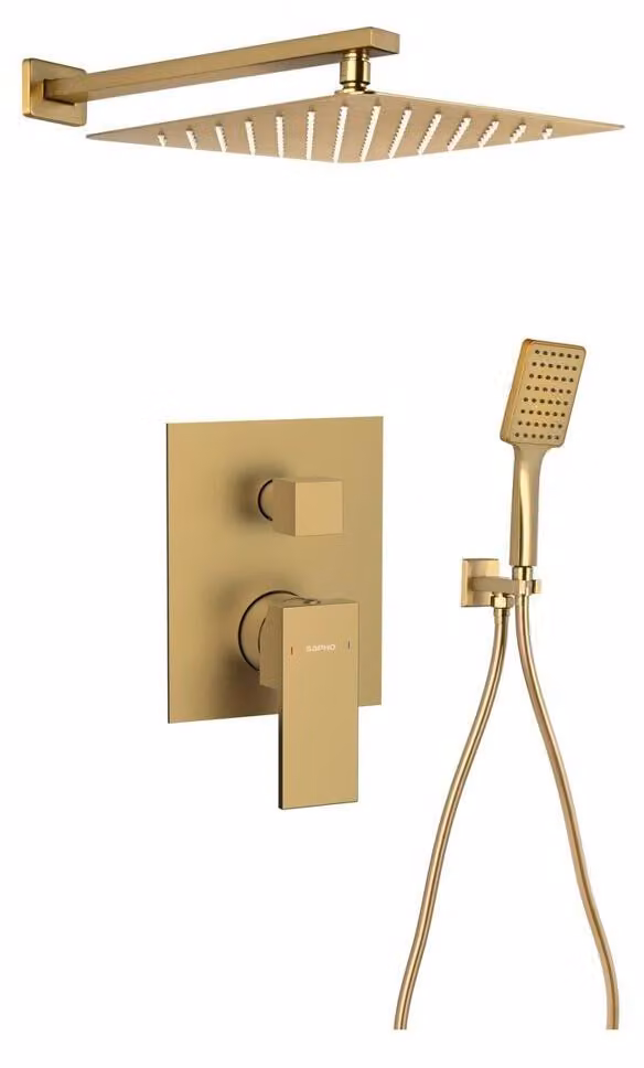 Set doccia a incasso CUBEMIX con rubinetto, 2 uscite, oro opaco