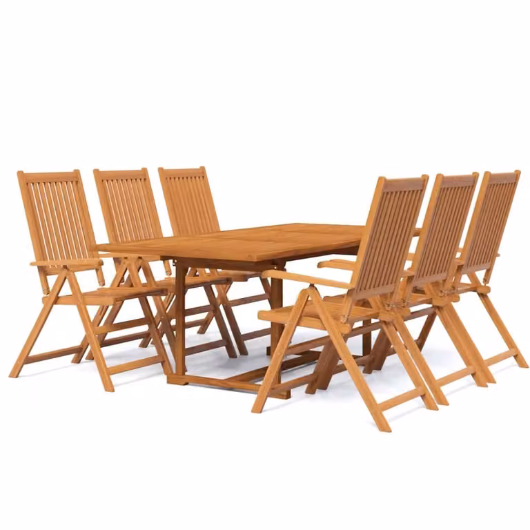 Set Mobili da Pranzo da Giardino 7 pz Legno Massello di Acacia 150-200 cm