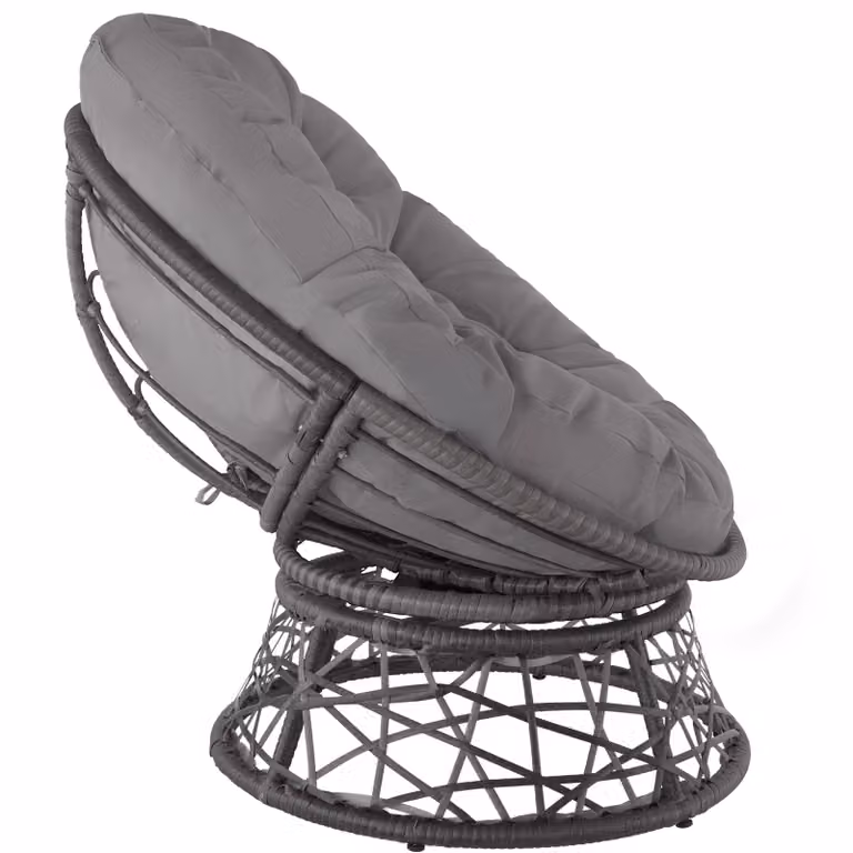 Poltrona girevole da giardino Gargano TecTake in rattan e metallo, grigio