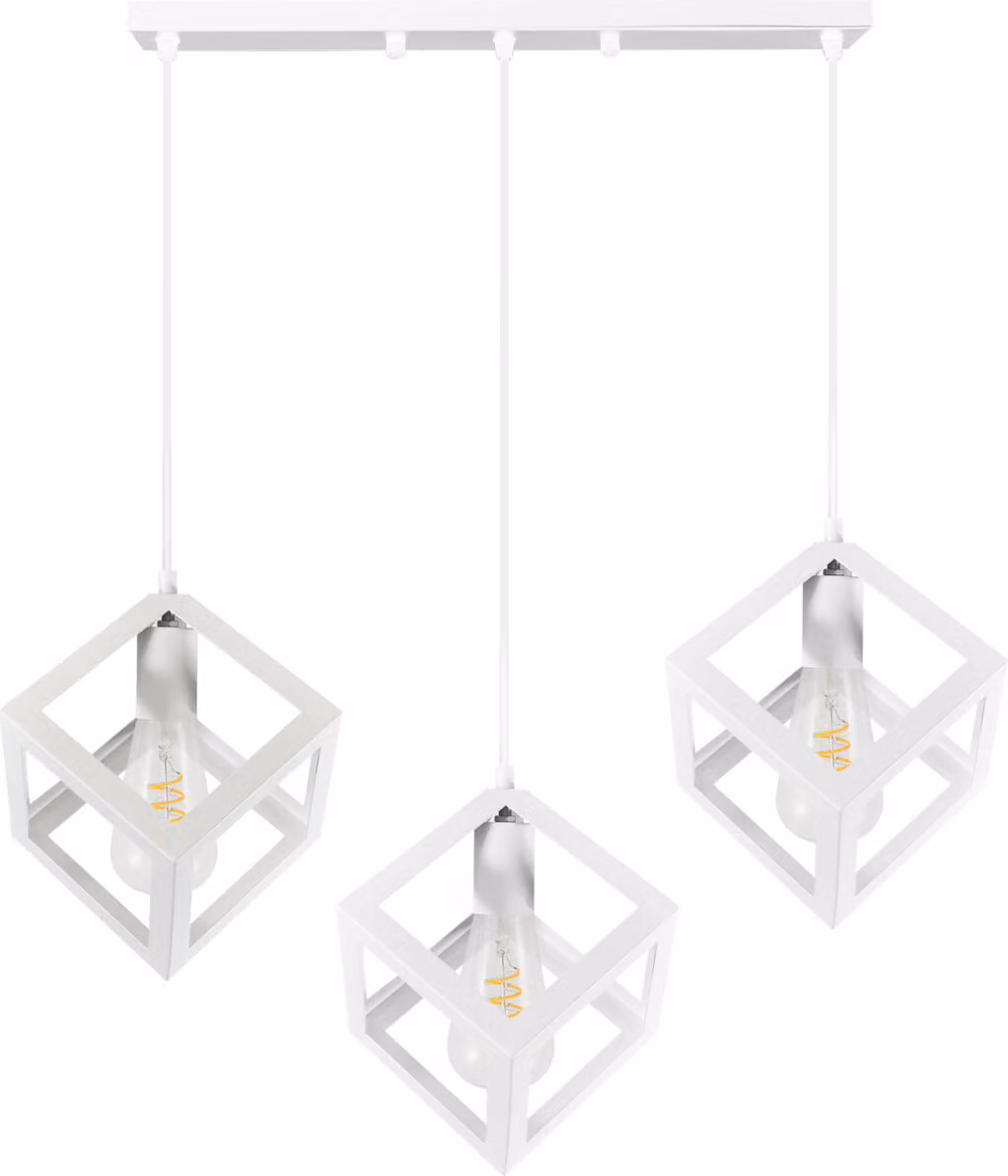 Lampada a sospensione SWEDEN bianca 3xE27x20W in metallo, dimensioni: 180x16x70 cm, IP20, Polux