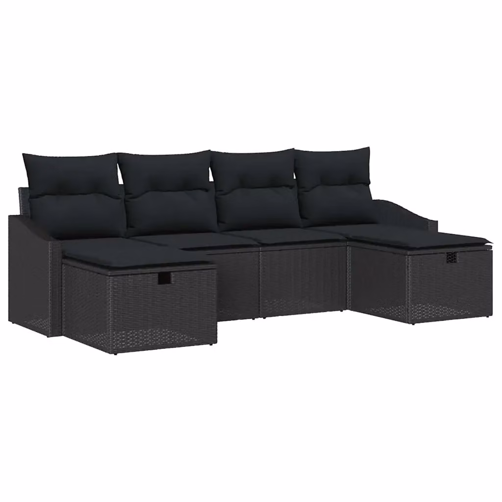 Set Divano da Giardino a L vidaXL in Polyrattan con 6 Pezzi e Cuscini, Colore Antracite – 2