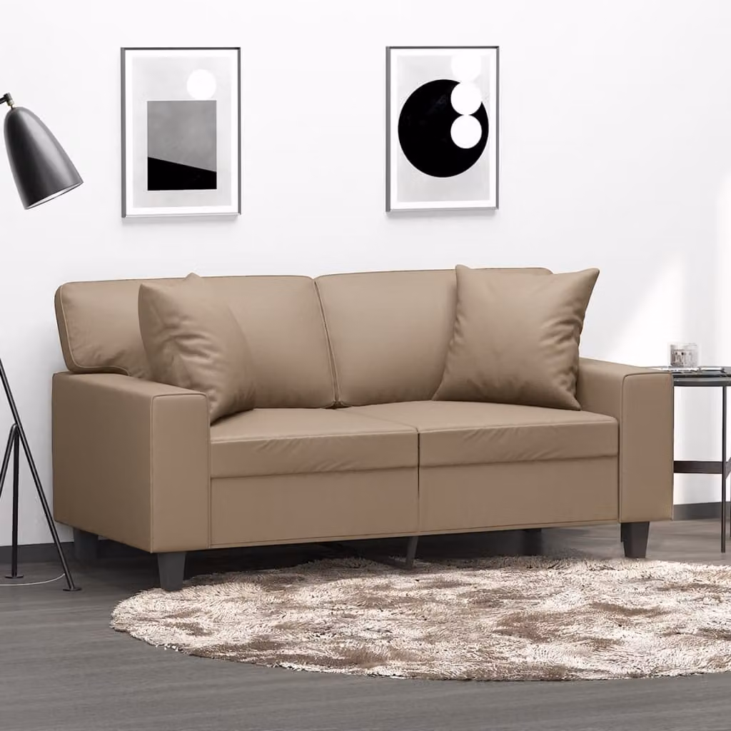 vidaXL Divano a 2 Posti Moderno in Similpelle con Cuscini, L: 154 cm, P: 77 cm, H: 80 cm – 1