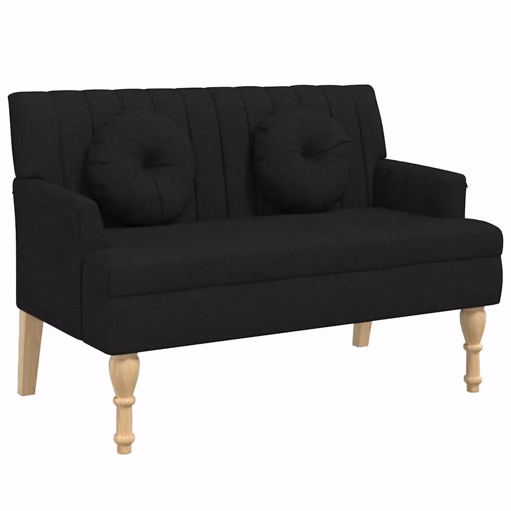 Panca con Cuscini Design Mania Nera in Tessuto e Legno, L: 113 cm, P: 64,5 cm, H: 75,5 cm – 2