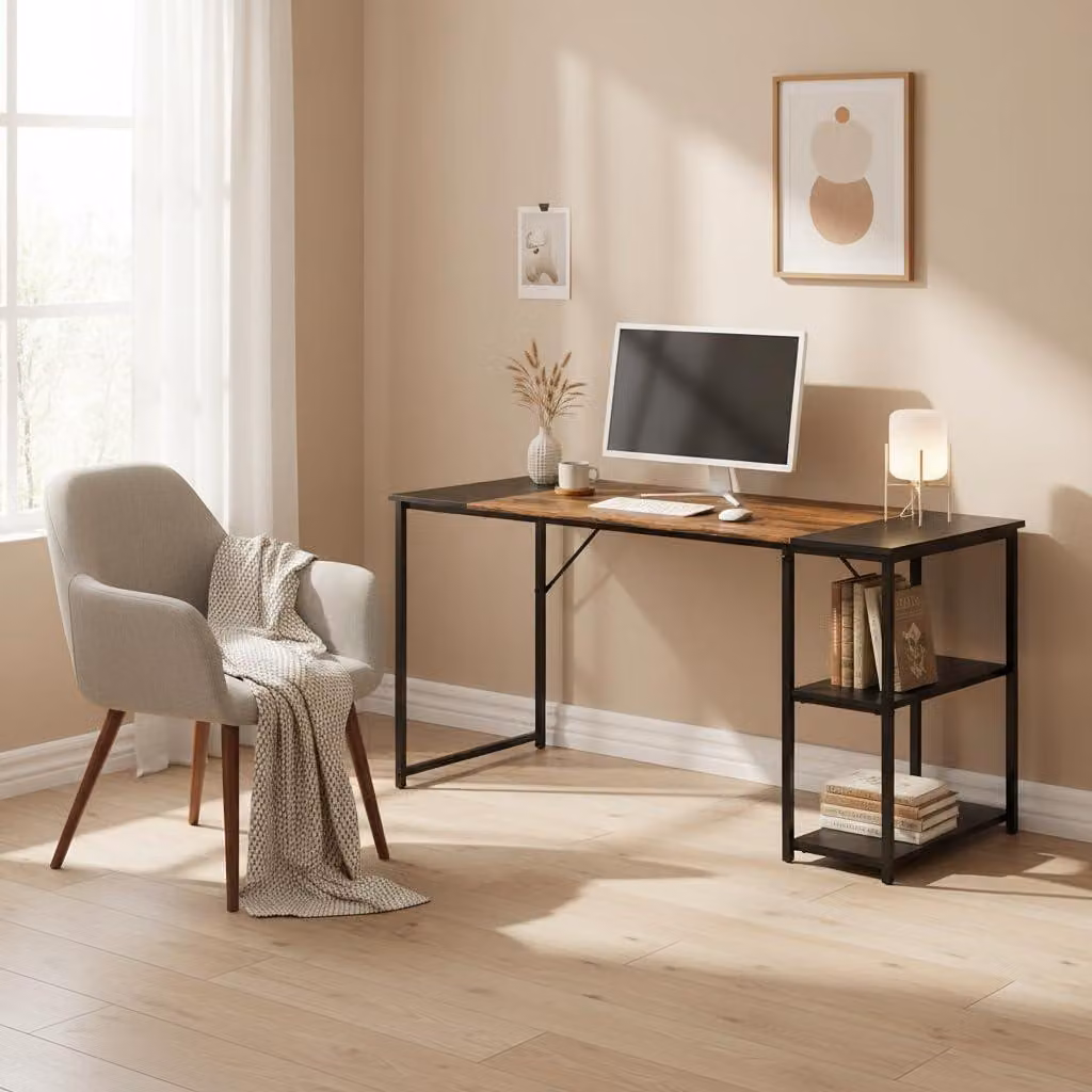 Tavolo da disegno FurnitureR, 120 x 60 cm, piano bicolore, stile retrò, color marrone e nero