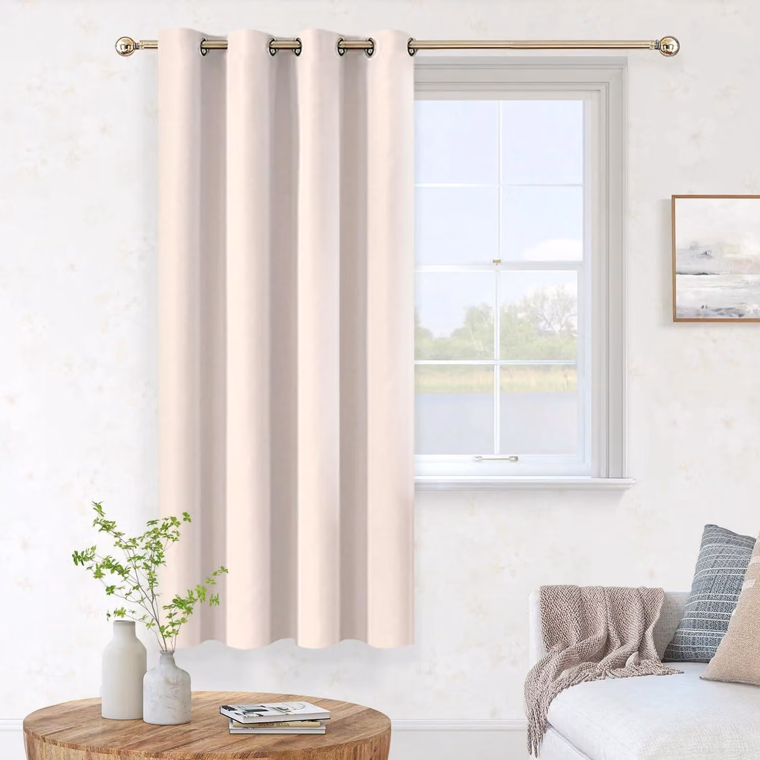 Tende opache corte - Tende oscuranti beige con passanti, 55 x 63 pollici