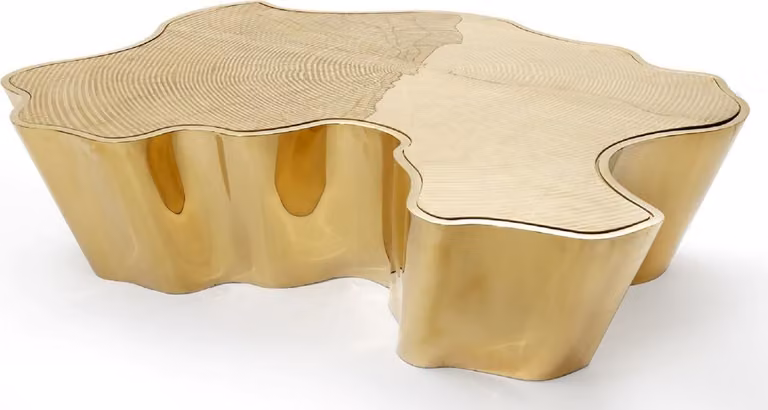 Tavolino Casa Padrino oro 127 x 90 x h. 30 cm - Tavolo da salotto in acciaio inox - Luxury Living Room & Hotel Furniture