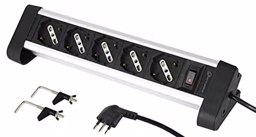 Electraline Multipresa da Scrivania - Nero - 2 Metri