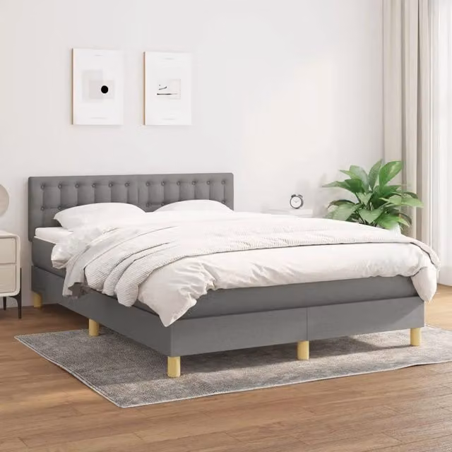 Letto Ibrido con Giroletto a Molle e Materasso vidaXL Grigio e Bianco L/P/H: 203 x 144 x 88 cm – 1