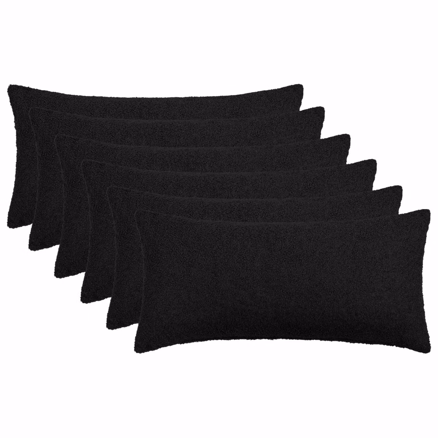 Set di 6 federe vidaXL HEERLEN in tessuto bouclé nero, L 70 cm x P 40 cm