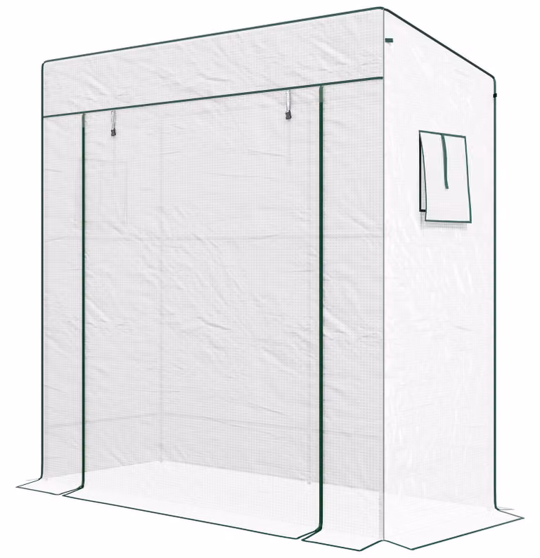 Serra da giardino con porta a rullo | Colore: Bianco, Verde | Dimensioni: 77x196x197/178 cm