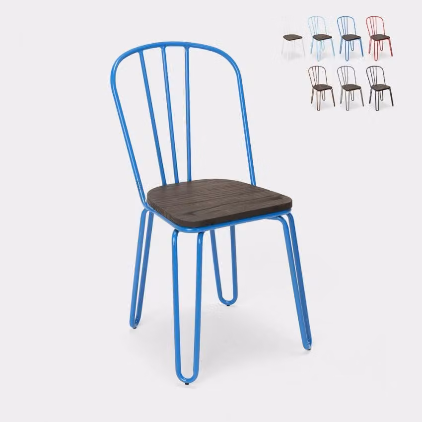 Sedia da bar e da cucina in acciaio in stile industriale Ferrum - Blu