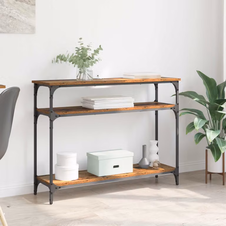 vidaXL Tavolo consolle in stile industriale in legno vecchio marrone L 100 cm x P 29 cm x H 75 cm
