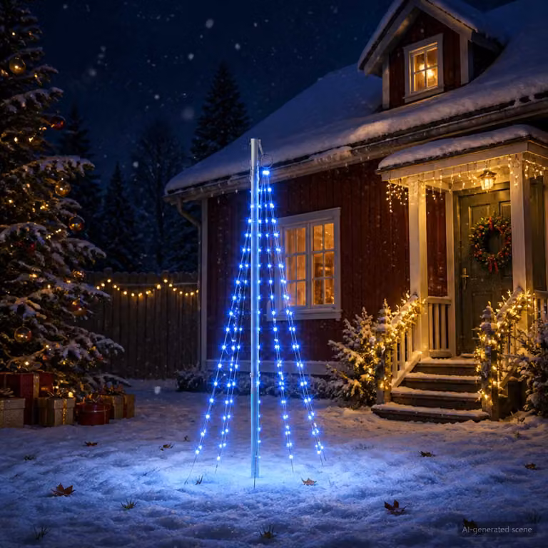 vidaXL Luci per albero di Natale con picchetti e asta per bandiera