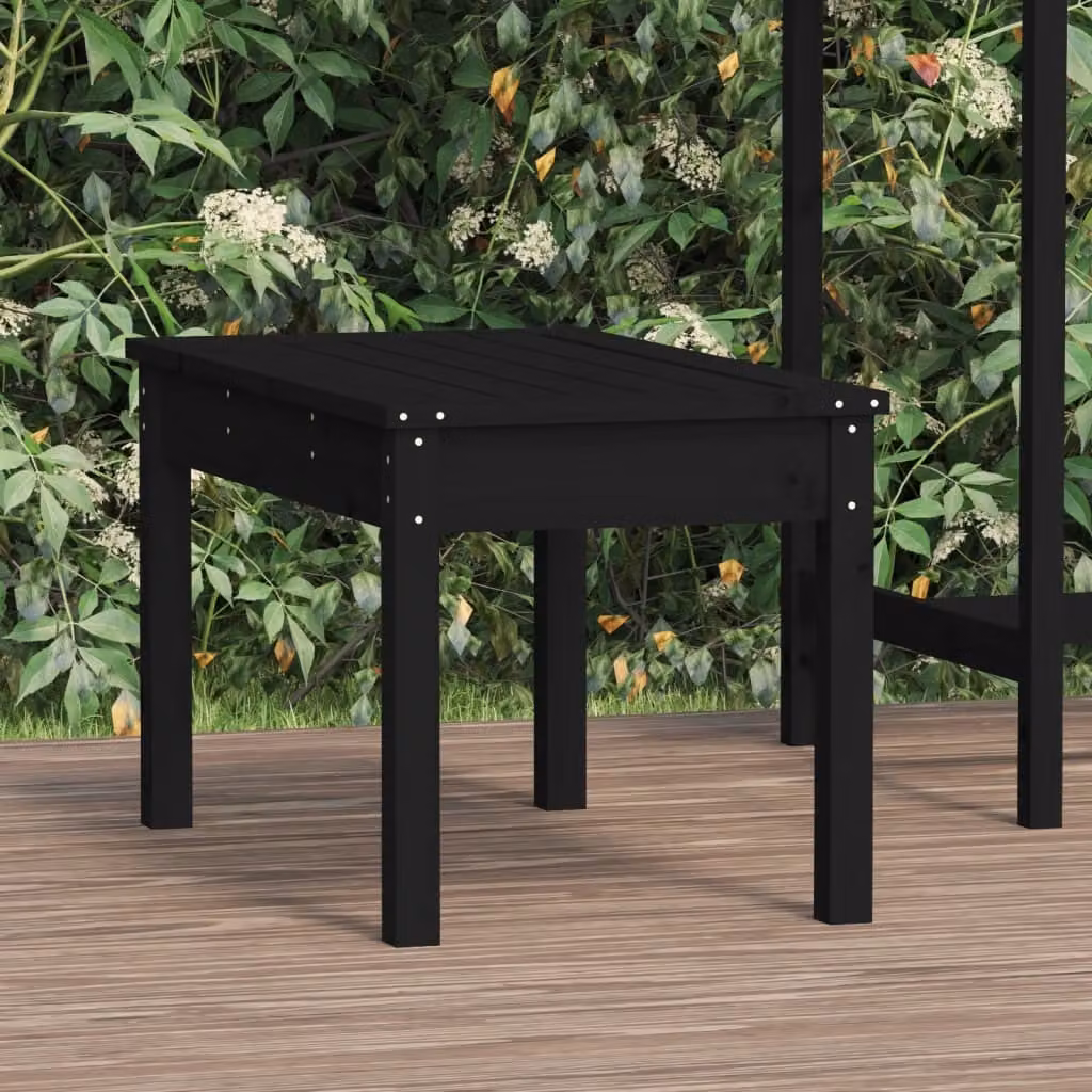 The Living Store Panca da giardino nera 80x44x45 cm in legno di pino massiccio